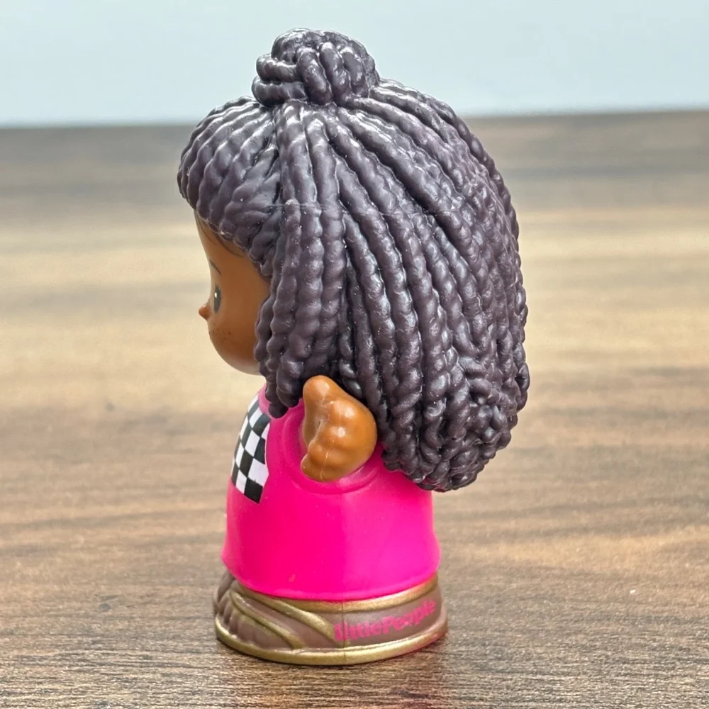 Little People BARBIE Girls RACE CAR DRIVERS African American Blonde Toy Figure 2